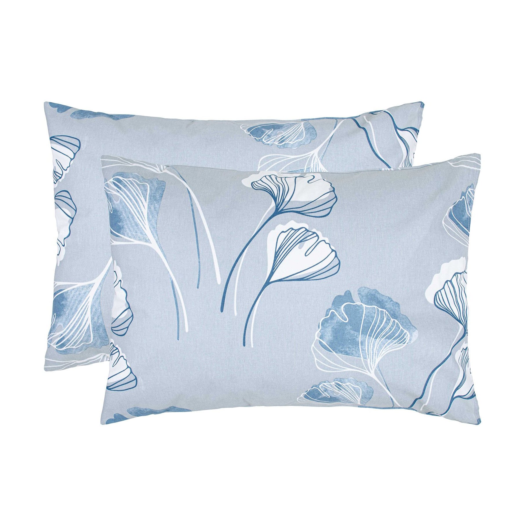 Наволочка бязева Home Line Гінкго білоба, сіро-блакитна, 50*70 см, 2 шт (173840)